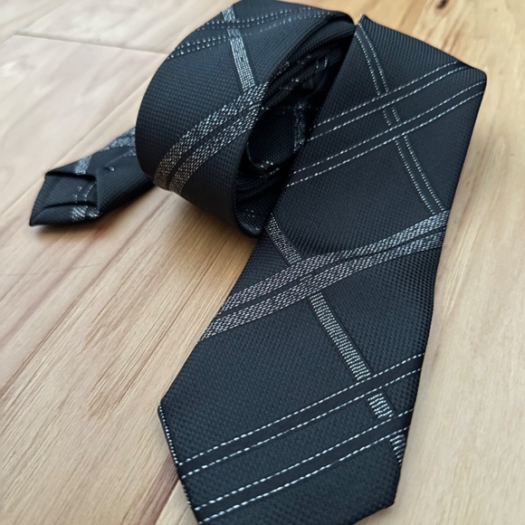 Men’s 21Men Tie - Black, Silver color - Skinny - Picture 1 of 3